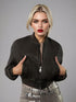 Damen Kunstlederjacke - Kurze Reißverschlussjacke mit Taschen